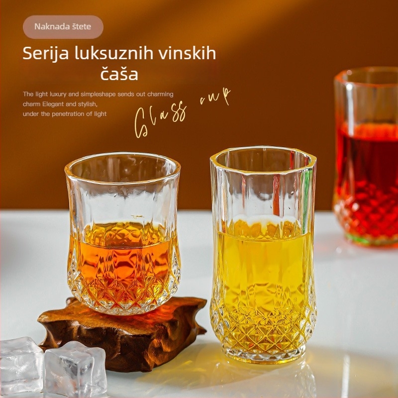 Staklena čaša za vino, modernistički minimalistički stil, bez ručke, moguć ispis logotipa, pakiranje u papirnatoj kutiji