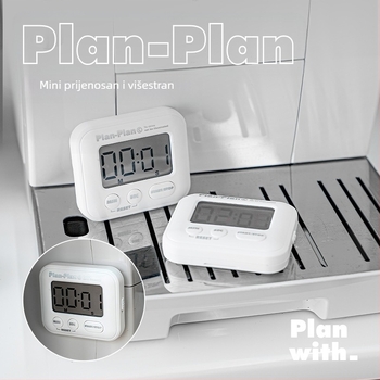 Planwith magnetski timer s odbrojavanjem, prenosivi studentski timer, plastično kućište, napajanje AAA baterijom, 53 g