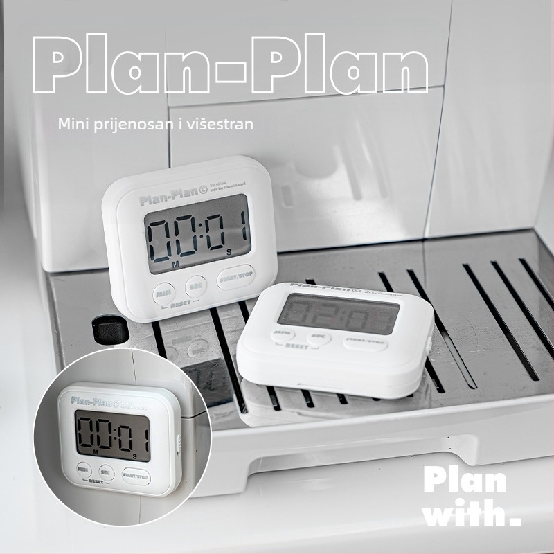 Planwith magnetski timer s odbrojavanjem, prenosivi studentski timer, plastično kućište, napajanje AAA baterijom, 53 g