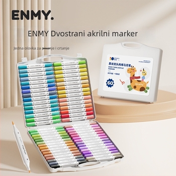 Enmi dvostrano završni akrilni marker za djecu i učenike, neproziran, na bazi vode, set četkica