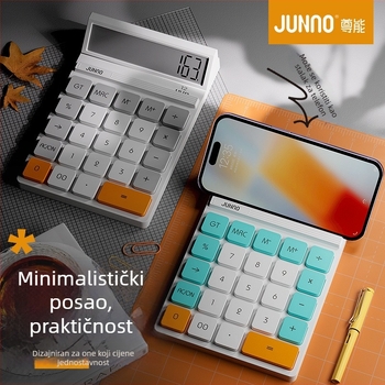 Aritmetički kalkulator JN-260 JUNNO/UNNeng, 12-znamenkasti zaslon, ABS smola kućište, napajanje AA baterijom, mogućnost ispisa loga, držač za mobitel