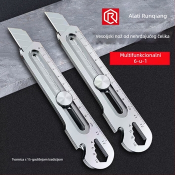 Šest u jedan nož za tapete od nehrđajućeg čelika, snažan, debela oštrica 0.5×18×100 mm