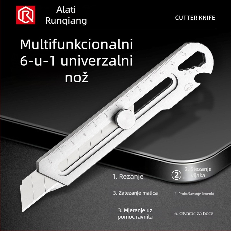 Šest u jedan nož za tapete od nehrđajućeg čelika, snažan, debela oštrica 0.5×18×100 mm