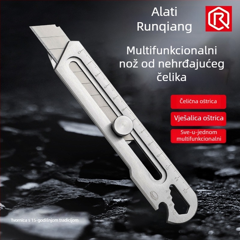 Šest u jedan nož za tapete od nehrđajućeg čelika, snažan, debela oštrica 0.5×18×100 mm