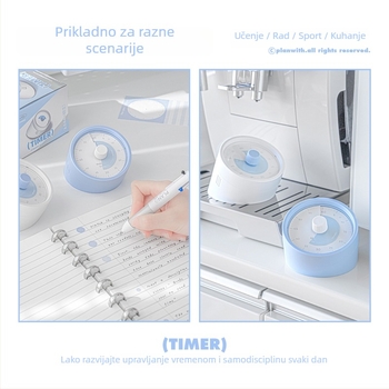 Planwith Pw259b Vizualni timer za planiranje vremena s glasovnim podsjetnikom, ABS materijal, baterija uključena