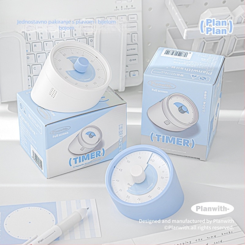 Planwith Pw259b Vizualni timer za planiranje vremena s glasovnim podsjetnikom, ABS materijal, baterija uključena