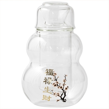 Set za piće od visokokorosilikatnog stakla, 3-djelni set: čaše, boca za vino i grijač vode, moderan minimalistički stil