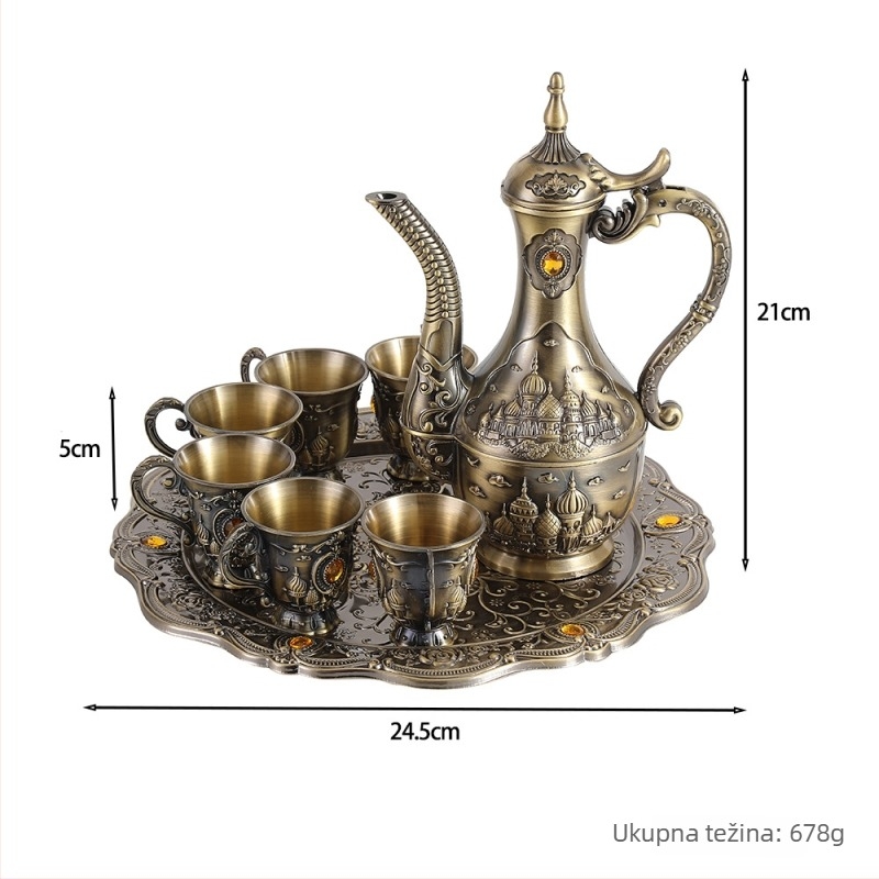 Set barware, 8 komada, cinkova zlitina, lagani luksuzni retro stil