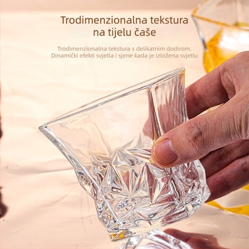 Čaša za whisky, lagani luksuzni retro stil, staklo od soda-lime, bez ručke i bez poklopca, model TZ-4