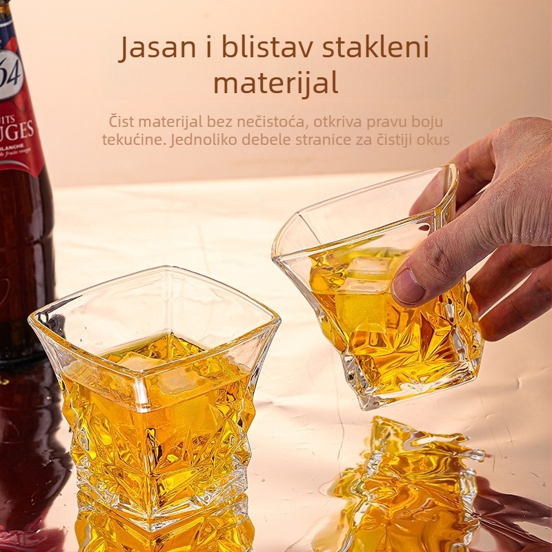 Čaša za whisky, lagani luksuzni retro stil, staklo od soda-lime, bez ručke i bez poklopca, model TZ-4