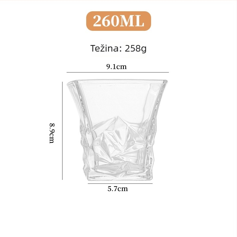 Čaša za whisky, lagani luksuzni retro stil, staklo od soda-lime, bez ručke i bez poklopca, model TZ-4