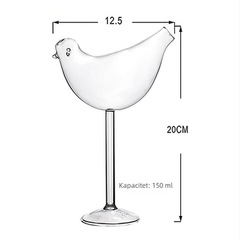 Koktel čaša u obliku ptice za bar, staklo, kapacitet 401–500 ml, moderni minimalistički dizajn, prilagodljiva