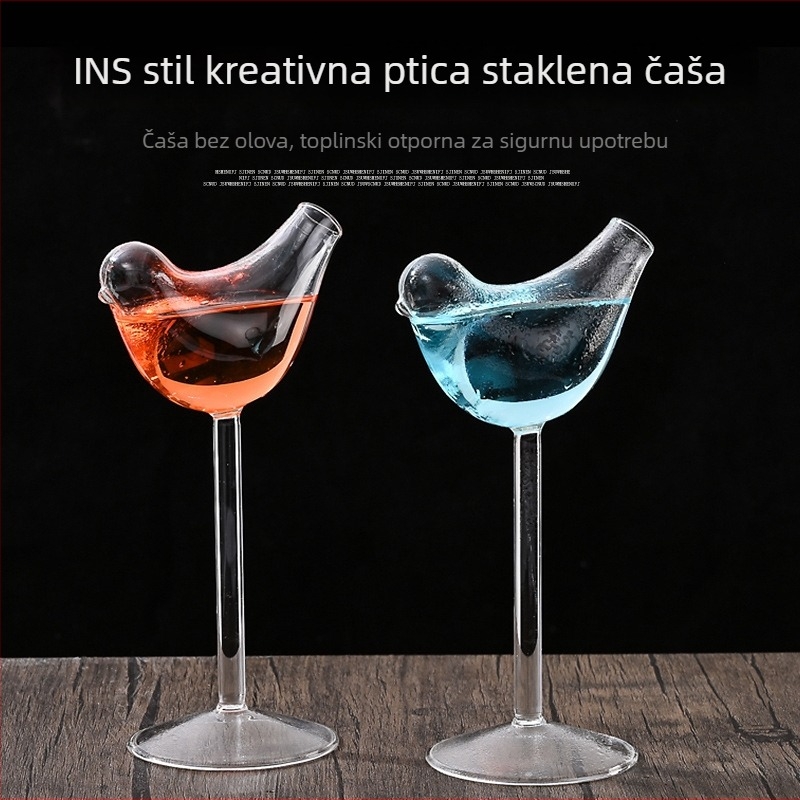 Koktel čaša u obliku ptice za bar, staklo, kapacitet 401–500 ml, moderni minimalistički dizajn, prilagodljiva