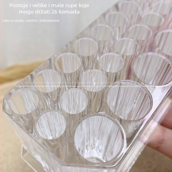 Držač za lak za nokte s 26 rupa, proziran akril, metalni zaštitni poklopac