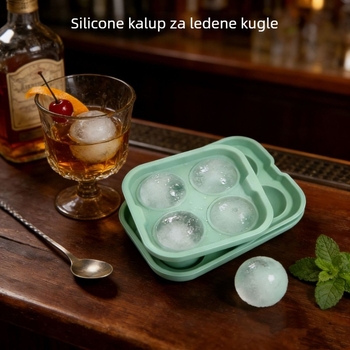 Četverodijeljna silikonska forma za kuglice leda — brzo smrzavanje, lako oslobađanje