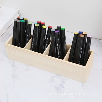 Drvena kutija za markerice sa pregradama, bez poklopca, 9×9×8 cm, podrijetlo Shandong