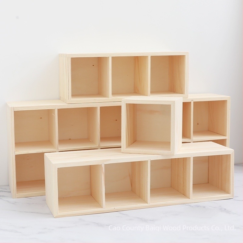 Drvena kutija za markerice sa pregradama, bez poklopca, 9×9×8 cm, podrijetlo Shandong