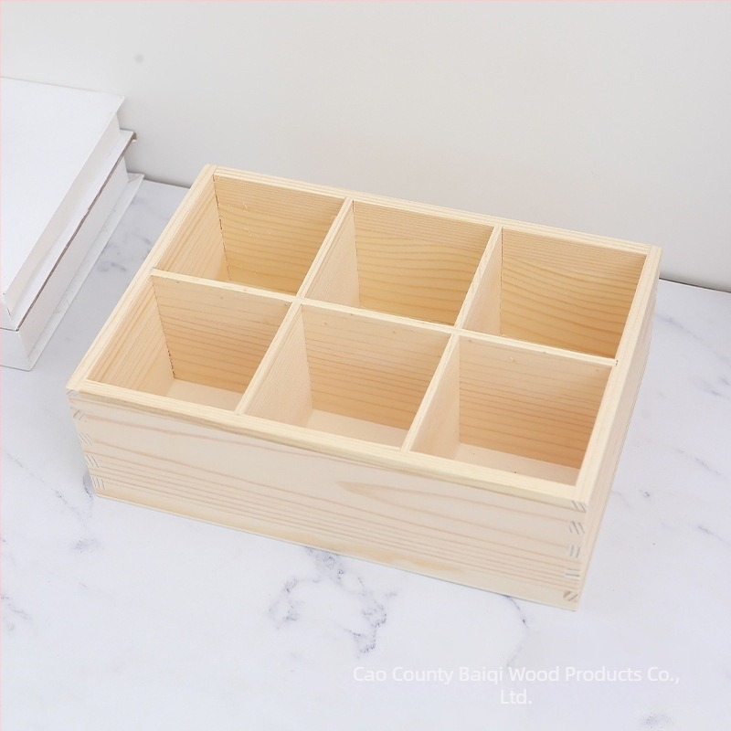 Drvena kutija za markerice sa pregradama, bez poklopca, 9×9×8 cm, podrijetlo Shandong
