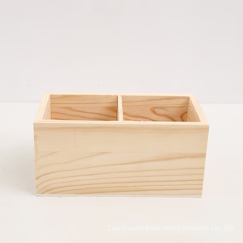 Drvena kutija za markerice sa pregradama, bez poklopca, 9×9×8 cm, podrijetlo Shandong