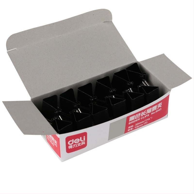 Deli 9543 Crni metalni klips za dokumente, 32 mm, set od 12 komada