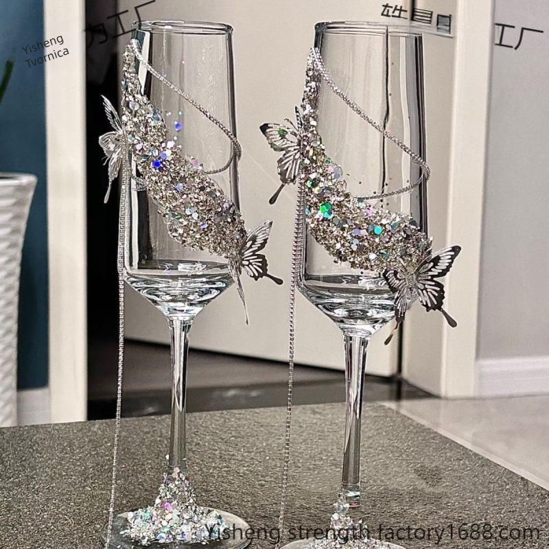 Vjenčana čaša za toast od bezolovnatog kristala, kapacitet 1–100 ml, cvjetni oblik, novi kineski stil, mogućnost prilagodbe