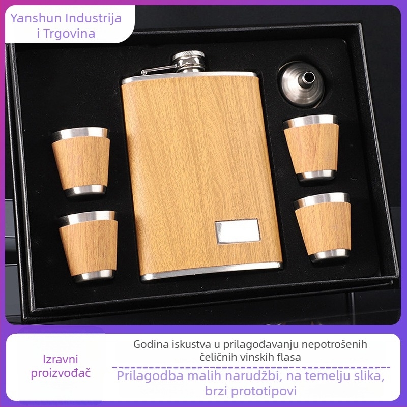 Flaša od nehrđajućeg čelika za muškarce za vanjsku upotrebu — prijenosni set s čašom za vino i lijevak