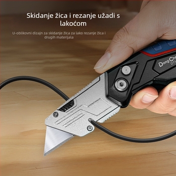 Teški višenamjenski nož s aluminijskim držajem i gumiranim gripom, za električare za tapete i rezanje papira, industrijske klase.