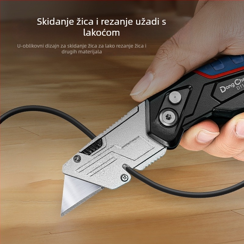 Teški višenamjenski nož s aluminijskim držajem i gumiranim gripom, za električare za tapete i rezanje papira, industrijske klase.