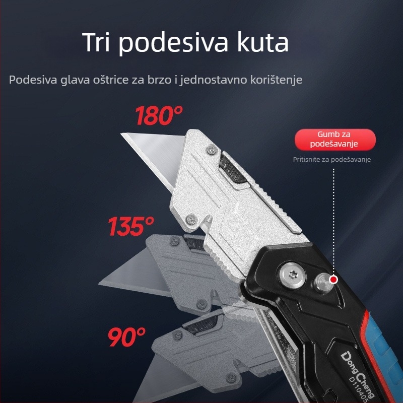 Teški višenamjenski nož s aluminijskim držajem i gumiranim gripom, za električare za tapete i rezanje papira, industrijske klase.
