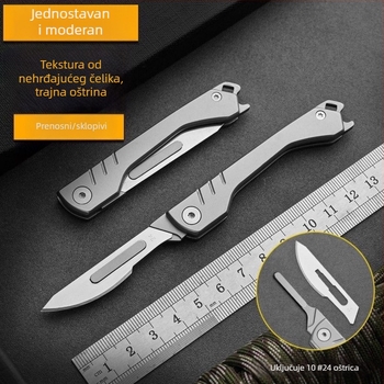 Sklopni nož, od čelika, oštrica 0,28 mm debljine × 8 mm širine, 47 g, prenosni privjesak za ključeve