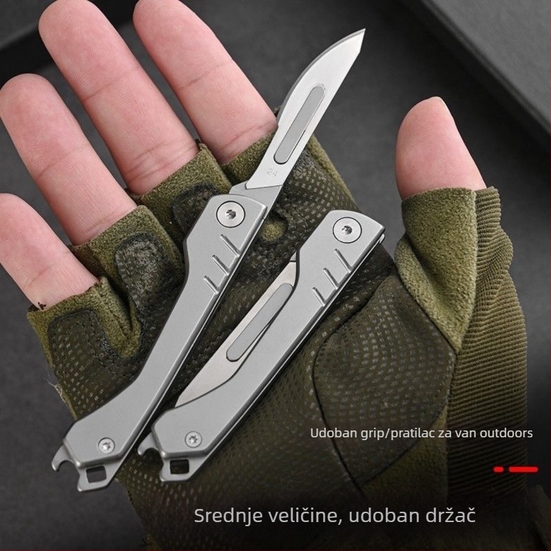 Sklopni nož, od čelika, oštrica 0,28 mm debljine × 8 mm širine, 47 g, prenosni privjesak za ključeve