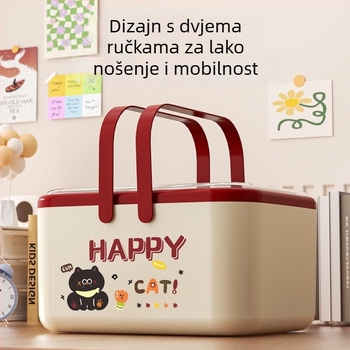 Stolni organizator za pohranu s crtani dizajn, držač olovaka s pregradama, kapacitet 2 L, materijal PP+PS+PET, moderan minimalistički stil, moguć tisak loga