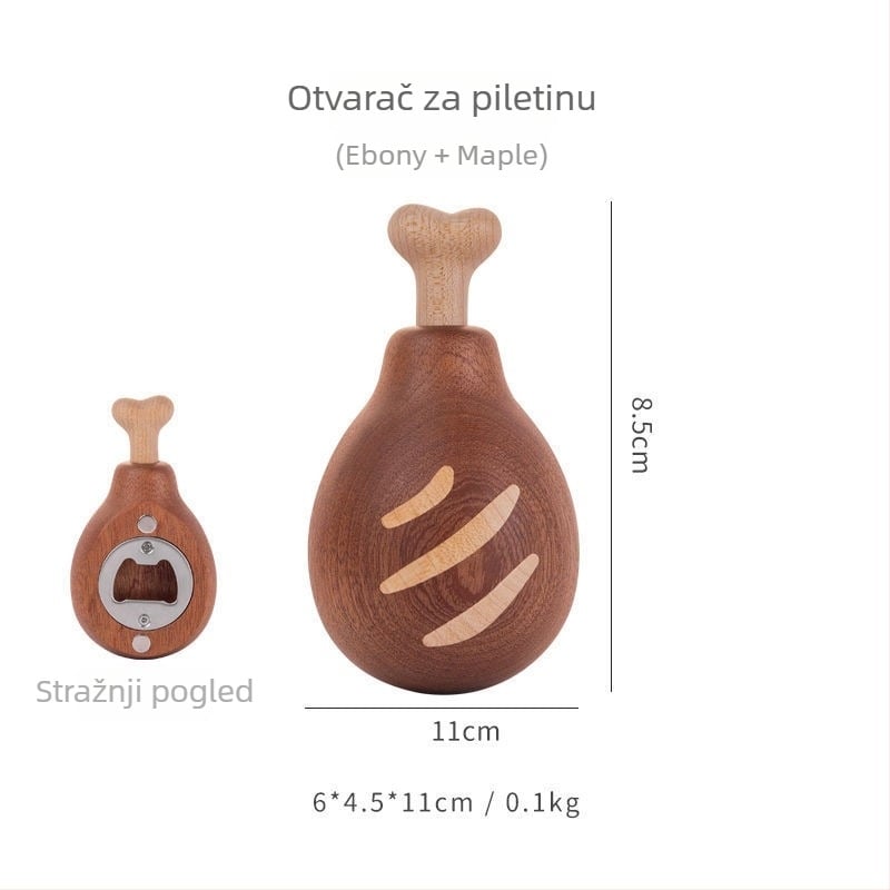 Drveni otvarač za boce u obliku pilećeg stopala, magnetska pločica za frižider – personalizirana stolna dekoracija