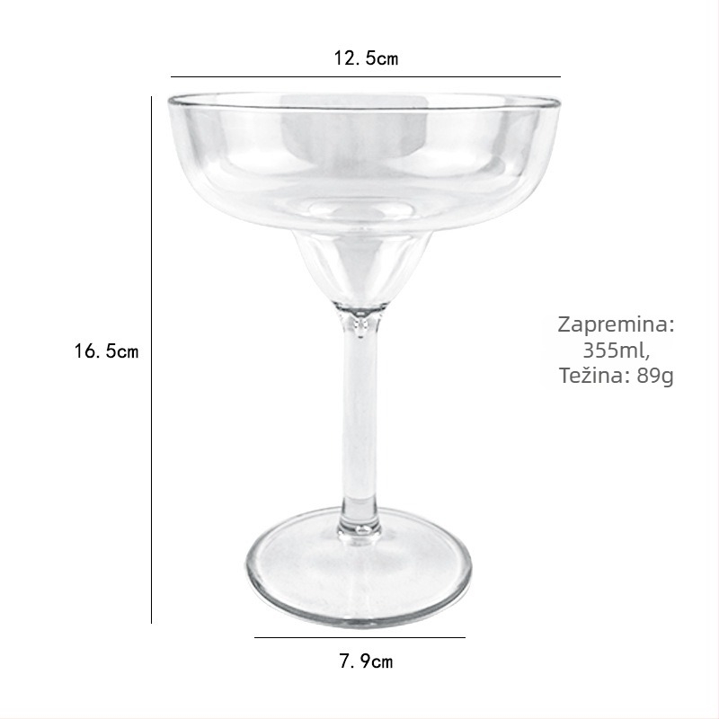Koktelska čaša od plastike, prozirna, modernog minimalističkog stila, zapremina 301–400 ml, moguć ispis logotipa.