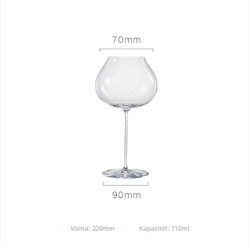 Čaša za vino, ručno izrađena, izuzetno tanak stalk, degustacijska aromatična čaša, europski stil, set od dvije