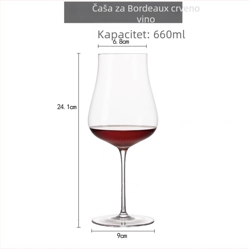 Čaša za vino, ručno izrađena, izuzetno tanak stalk, degustacijska aromatična čaša, europski stil, set od dvije