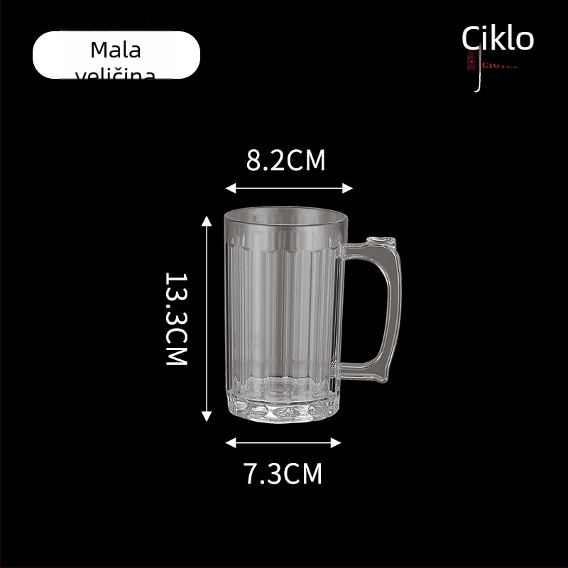 Pivska čaša od akrila, kapacitet 401–500 ml, moderan minimalistički stil, pravokutni oblik