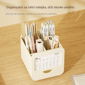 Stolna kutija za pohranu i držač olovaka, plastika, četverokutnog oblika, uredski organizator