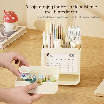 Stolna kutija za pohranu i držač olovaka, plastika, četverokutnog oblika, uredski organizator