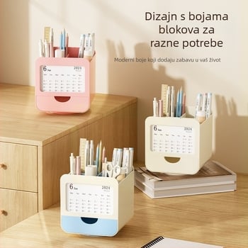 Stolna kutija za pohranu i držač olovaka, plastika, četverokutnog oblika, uredski organizator
