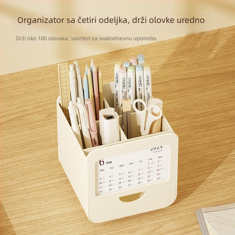Stolna kutija za pohranu i držač olovaka, plastika, četverokutnog oblika, uredski organizator