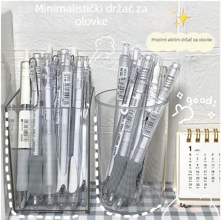 Držač za olovke u Muji stilu, okrugli, proziran, za stolno korištenje
