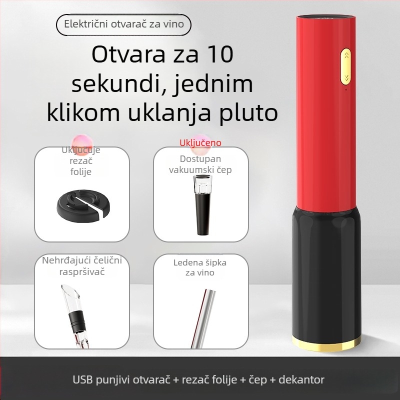 Električni otvarač za boce crnog vina, automatski, ABS, mogućnost tiskanja logotipa, pogodan poklon