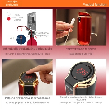 Dekanter za crveno vino | metalna konstrukcija, kapacitet 701–800 ml, težina 290 g, moderan stil