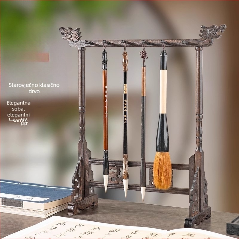 Drveni držač za četke za kaligrafiju – viseći stalak za početnike