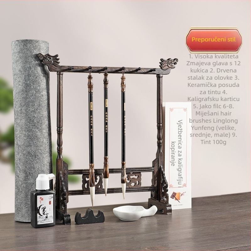 Drveni držač za četke za kaligrafiju – viseći stalak za početnike