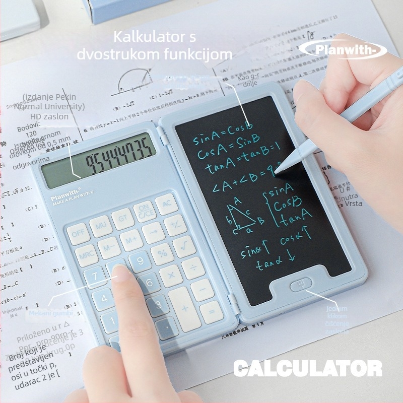 RosyPosy 12-znamenkasti prijenosni aritmetički kalkulator – plastično kućište, baterija na tipku, bez logotipa