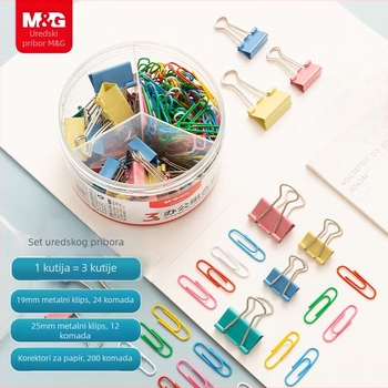 Morning light 3-u-1 uredski pribor – držač za bilježnice s metalnim klipom i klipom za račune ABS92893