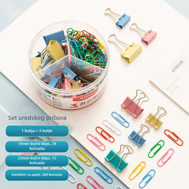 Morning light 3-u-1 uredski pribor – držač za bilježnice s metalnim klipom i klipom za račune ABS92893