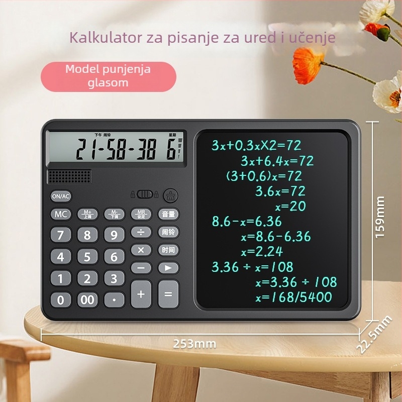 Napajani glasovni kalkulator s pločom za pisanje – 2-u-1 poslovna ploča s velikim zaslonom